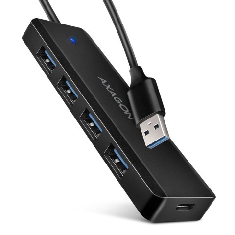 Hub USB AXAGON HUE-C1A 4-portowy 5Gbps podróżny z zasilaniem USB-C