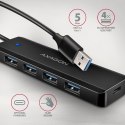 Hub USB AXAGON HUE-C1A 4-portowy 5Gbps podróżny z zasilaniem USB-C