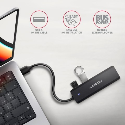Hub USB AXAGON HUE-C1A 4-portowy 5Gbps podróżny z zasilaniem USB-C