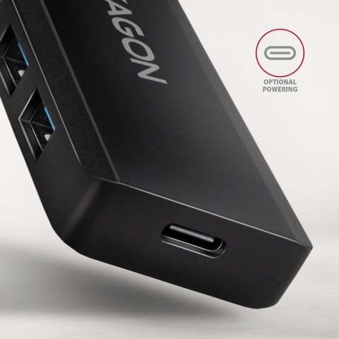 Hub USB AXAGON HUE-C1A 4-portowy 5Gbps podróżny z zasilaniem USB-C
