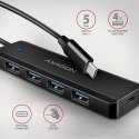 Hub AXAGON HUE-C1C USB-C 4-portowy podróżny 5Gbps z zasilaniem