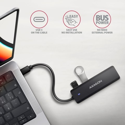 Hub AXAGON HUE-C1C USB-C 4-portowy podróżny 5Gbps z zasilaniem
