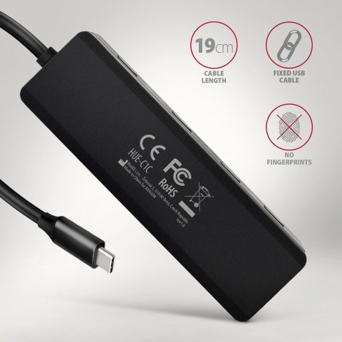 Hub AXAGON HUE-C1C USB-C 4-portowy podróżny 5Gbps z zasilaniem