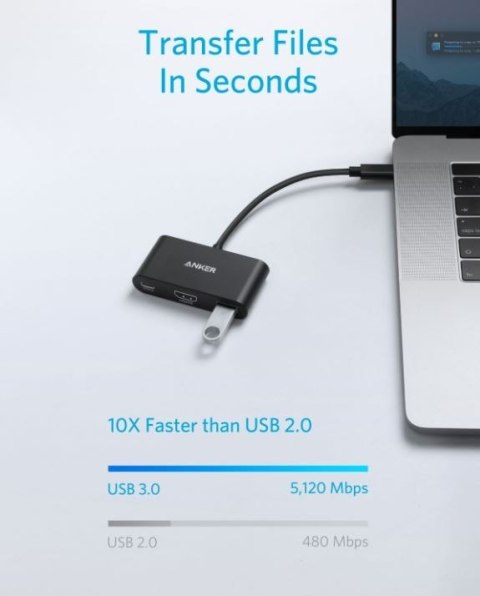 Anker USB-C Hub 3w1 4K HDMI szary ultrakompaktowy koncentrator