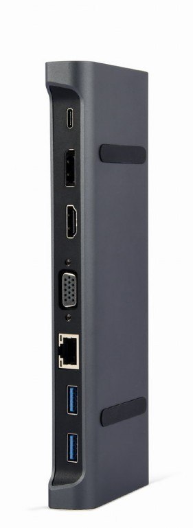Gembird Adapter USB-C 9w1 HDMI VGA DP USBx3 Audio LAN metalowa obudowa