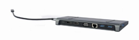 Gembird Adapter USB-C 9w1 HDMI VGA DP USBx3 Audio LAN metalowa obudowa