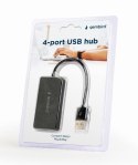 Hub USB Gembird 4 portowy czarny szybki transfer 480 Mbps