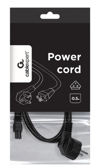 Gembird Kabel zasilający C5 0.5m VDE czarny przewód Schuko