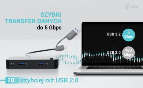 I-tec Universal KVM HUB 2x USB-C 2x USB-A 3.0 aktywny koncentrator