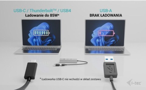 HUB i-tec Uniwersalny metalowy 2xUSB-C 2xUSB-A PD 85W szybkie ładowanie