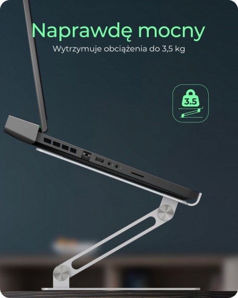 Uchwyt do notebooka IcyBox IB-NH300 srebrny regulowany do 17 cali