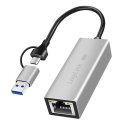 LogiLink Adapter USB-A/-C 2.5G Ethernet szary szybkie połączenie