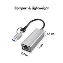 LogiLink Adapter USB-A/-C 2.5G Ethernet szary szybkie połączenie