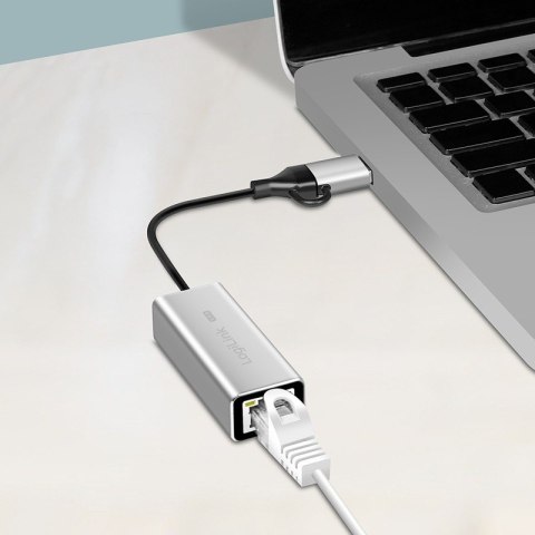 LogiLink Adapter USB-A/-C 2.5G Ethernet szary szybkie połączenie
