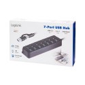 LogiLink HUB USB3.2 Gen1 7x USB-A czarny z przełącznikami On/Off