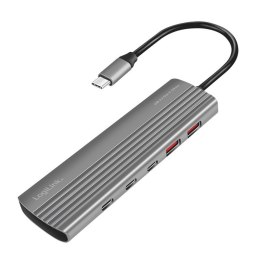 Hub LogiLink USB 3.2 Gen2 4 porty PD 100W elegancki srebrny