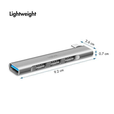 LogiLink HUB USB-C 1x USB-A 3.0 3x USB-A 2.0 kompaktowy aluminiowy