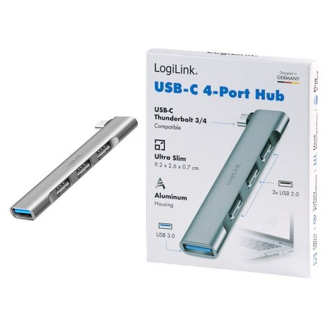 LogiLink HUB USB-C 1x USB-A 3.0 3x USB-A 2.0 kompaktowy aluminiowy