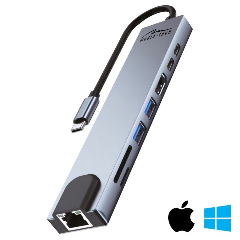 Stacja dokująca Media-Tech MT5046 8 w 1 GIGA LAN Hub z USB-C