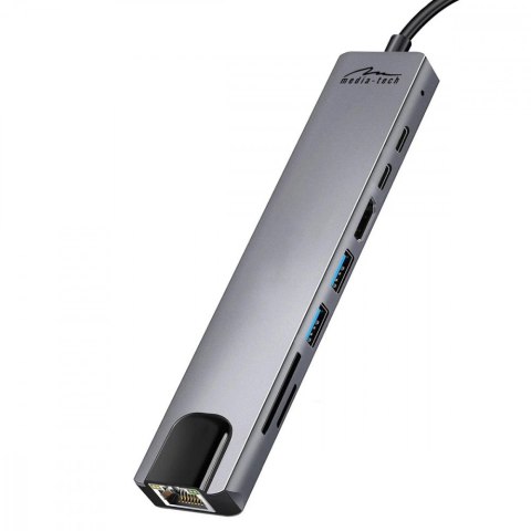 Stacja dokująca Media-Tech MT5046 8 w 1 GIGA LAN Hub z USB-C