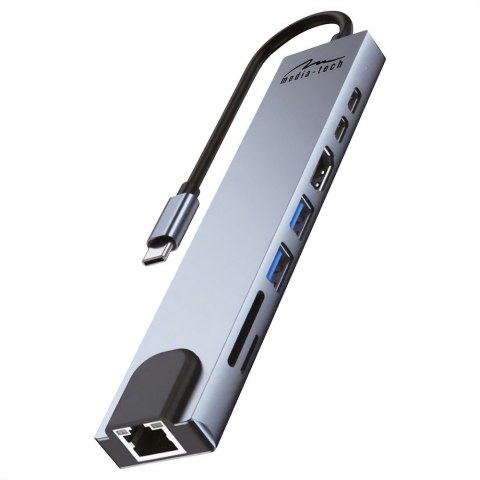Stacja dokująca Media-Tech MT5046 8 w 1 GIGA LAN Hub z USB-C