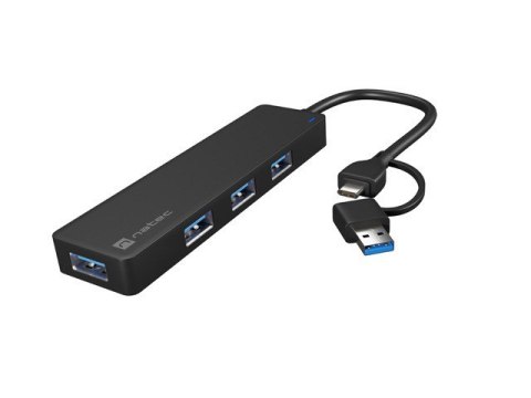 Natec Hub USB-C Mayfly czarny 4 porty USB-A 3.0 uniwersalny