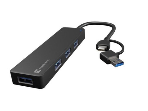 Natec Hub USB-C Mayfly czarny 4 porty USB-A 3.0 uniwersalny