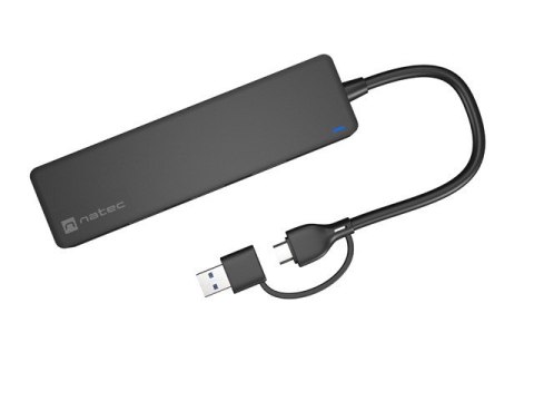 Natec Hub USB-C Mayfly czarny 4 porty USB-A 3.0 uniwersalny