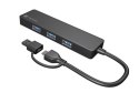 Natec Hub USB-C Mayfly czarny 4 porty USB-A 3.0 uniwersalny