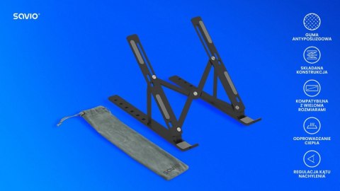 Podstawka Savio PB-05 przenośna biurowa lekka z regulacją 7-stopniową do laptopa