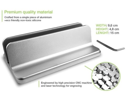 Techly Podstawka do laptopa pionowa regulowana oszczędzająca miejsce do 17 cali