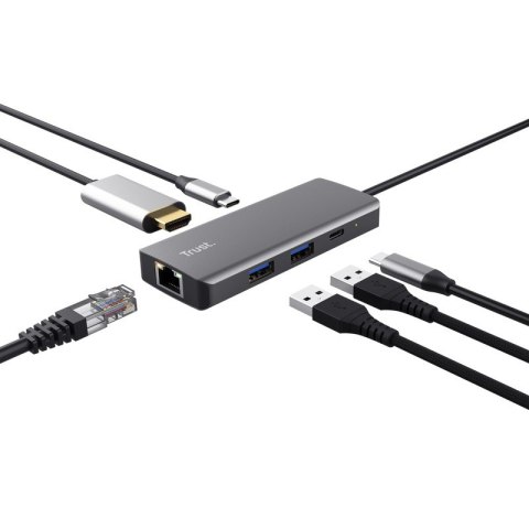 Trust Adapter Multi-port 6-in-1 aluminiowy z HDMI 4K i ładowaniem