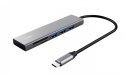 Trust HUB Halyx Fast USB-C czytnik kart 3-portowy kompaktowy aluminium