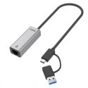 Unitek Adapter USB-A/C 3.1 GEN1 RJ45 2,5 Gbps szybki adapter Ethernet