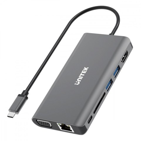 HUB Unitek 8w1 USB-C 3.1 HDMI VGA RJ45 100W mocny wielofunkcyjny