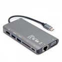 HUB Unitek 8w1 USB-C 3.1 HDMI VGA RJ45 100W mocny wielofunkcyjny