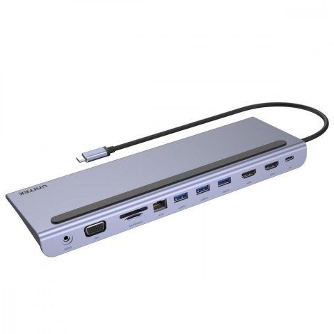 HUB USB-C Unitek D1022B 11w1 z Power Delivery 100W 2x HDMI VGA