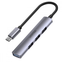 Unitek HUB USB-C 4 w 1 3x USB-A 2.0 1x USB-A 5 Gbps aluminiowy