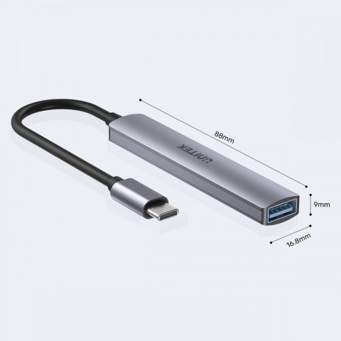 Unitek HUB USB-C 4 w 1 3x USB-A 2.0 1x USB-A 5 Gbps aluminiowy