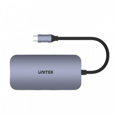 Unitek HUB USB-C 9w1 HDMI USB-A RJ45 100W kompaktowy adapter