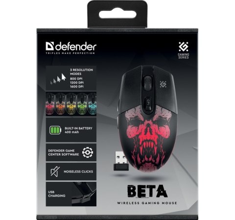 Mysz gamingowa Defender BETA GM-707L bezprzewodowa 1600dpi z podświetleniem