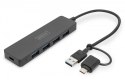 Digitus Hub USB 3.0 koncentrator 4-portowy SlimLine z adapterem USB-C