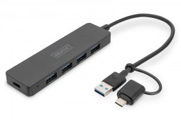 Digitus Hub USB 3.0 koncentrator 4-portowy SlimLine z adapterem USB-C