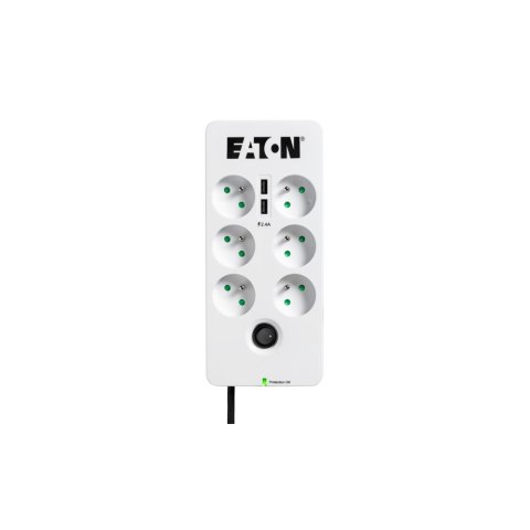 Listwa przeciwprzepięciowa Eaton Protection Box PB6UF 6 gniazd 10A USB czarna