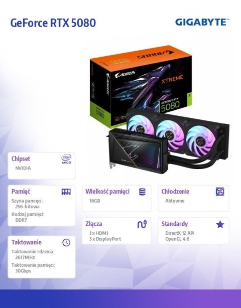 Karta graficzna Gigabyte GeForce RTX 5080 AORUS XTREME WATERFORCE 16G
