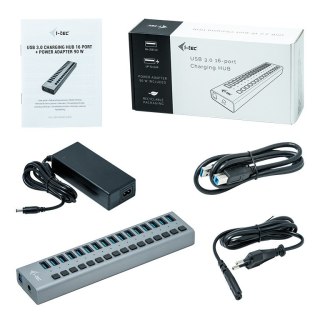HUB I-tec USB 3.0 16 portów z ładowaniem 90W aktywny szary