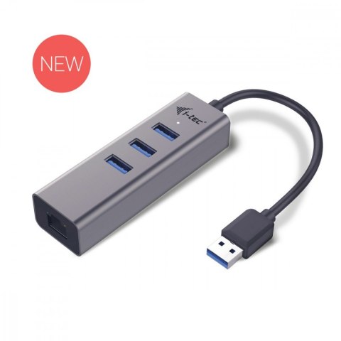 HUB I-tec USB 3.0 Metal 3 portowy adapter Gigabit Ethernet kompaktowy