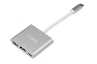 HUB IBOX IUH3CFT1 USB Type-C z HDMI Power Delivery 3 porty srebrny