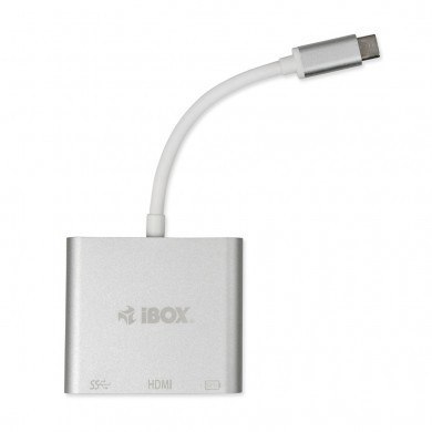 HUB IBOX IUH3CFT1 USB Type-C z HDMI Power Delivery 3 porty srebrny