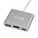 HUB IBOX IUH3CFT1 USB Type-C z HDMI Power Delivery 3 porty srebrny